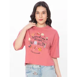 HAUTEMODA Women Printed Pockets T-shirt-picture-18