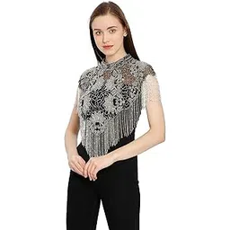 hautemoda Women Short Bead Poncho Cape-picture-22