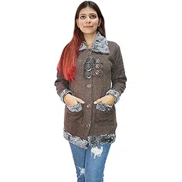 hautemoda Women Woollen Buttoned Sweater |Cardigan|Coat with Belt-picture-54