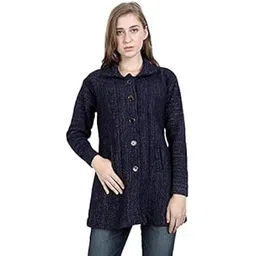 hautemoda Women's Wool Buttoned Cardigan (Ad04Caz11Gy_Grey) (XL, Navy Blue)-picture-19