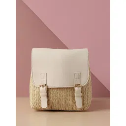 HauteSauce Beige Textured Medium Handheld Handbag-picture-12