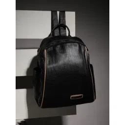 HauteSauce Black Large Leather Piping Backpack-picture-29