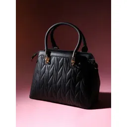 HauteSauce Black Quilted Medium Leather Handheld Handbag-picture-13