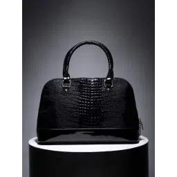 HauteSauce Black Textured Medium Leather Handheld Handbag-picture-35