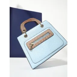 HauteSauce Blue Croc Textured Medium Leather Handheld Handbag-picture-39