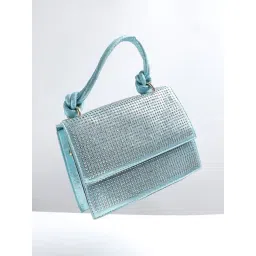 HauteSauce Blue Studded Medium Leather Handheld Handbag-picture-41