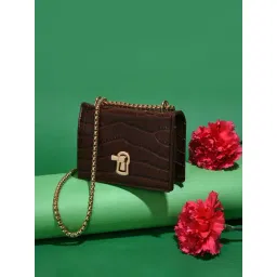 HauteSauce Brown Textured Medium Cross Body Bag-picture-21