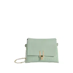 HauteSauce Green Textured Medium Sling Handbag-picture-18