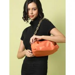 HauteSauce Orange Solid Small Shoulder Handbag image 2