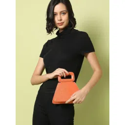 HauteSauce Orange Textured Small Handbag image 2