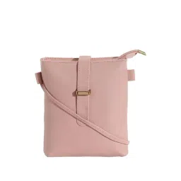 HauteSauce Pink Solid Medium Sling Handbag-picture-36