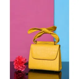 HauteSauce Yellow Textured Medium Handheld Handbag-picture-42