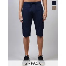 HAUWER 25cpri Men Pack Of 2 Cotton Regular Fit Cargo Shorts-picture-10