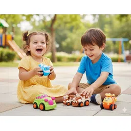 have fun Unbreakable 4 Pcs Pull Back Car Plane Helicopter Train Toy Set for Boys & Girls-picture-21
