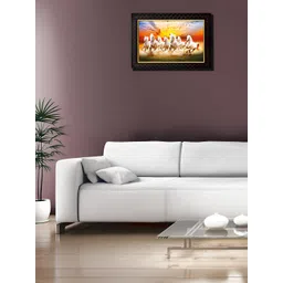 Hawai Black & Gold Toned Running Horses Digital Printed Rectangle Wall Photo Frame-picture-32