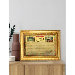 Hawai Gold-Toned & Green 24k Gold Plated Foil Embossed Wooden Wall Photo Frame-picture-23