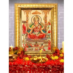 Hawai Gold-Toned & Green 24k Gold Plated Santoshi Mata Wood Wall Photo Frame-picture-36