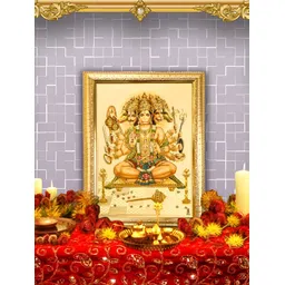 Hawai Gold-Toned & Green Pancha Mukhi Hanuman Ji Gold Plated Wall Wooden Photo Frames-picture-25