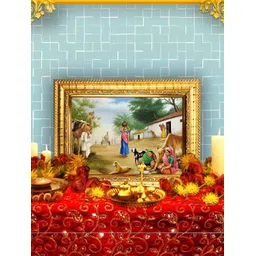 Hawai Gold-Toned & Green Village Scene Wooden Wall Photo Frame-picture-13