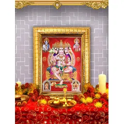 Hawai Gold-Toned & Red Panchmukhi Hanuman Wooden Wall Photo Frame-picture-12
