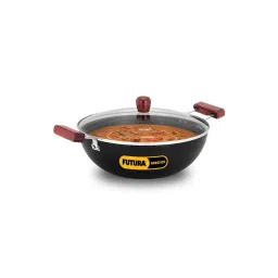 Hawkins Black Hard Anodised Nonstick Deep Kadhai with Glass Lid - 5 Litre-picture-17