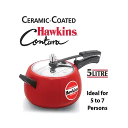 Hawkins Contura Ceramic Coated Red 5 L Pressure Cooker - Set of 1-picture-21