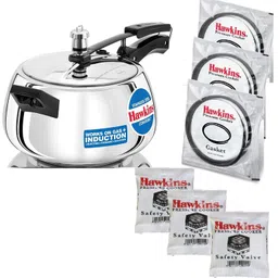 hawkins Contura STAINLESS STEEL 5 L Pressure Cooker with Extra 3 Gasket & 3 safety valve 5 L Induction Bottom Pressure Cooker-picture-11