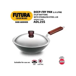 Hawkins Futura Black Aluminium Flat Bottom 26 cm Kadai with SS Lid , 2.5 L-picture-34