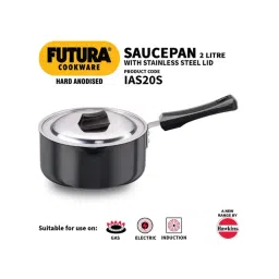 Hawkins Futura Black Aluminium Saucepan with SS Lid , 2 L-picture-14