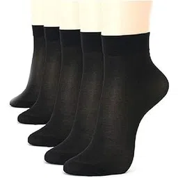 hayberg Pack Of 5 Skin Ultra-Thin Black Less Transparent Nylon Summer Skin Socks For Women/Girl'S (Ankle Length) With Thumb-picture-20