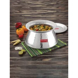 HAZEL Hammered Finish Silver Aluminium Tope or Patila with Lid (Set of 1)-picture-13