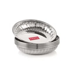 HAZEL Silver Stainless Steel 12.8 cm Dessert Plate (0.31 L) - Set of 6-picture-32