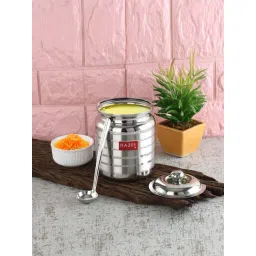 HAZEL Silver Stainless Steel Ghee Pot With Spoon & Lid (0.275 L)-picture-21