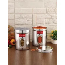 HAZEL Silver Stainless Steel Kitchen Storage Containers With Air Tight Lid - Set of 2-picture-27