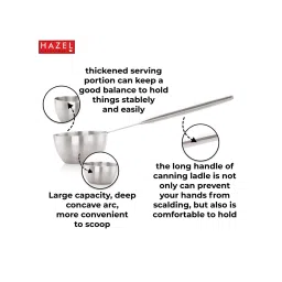 HAZEL Silver Stainless Steel Ladle with Handle image 3