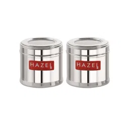HAZEL Silver Stainless Steel Masala Kitchen Container Box With Airtight Lid (0.75 L) - Set of 2-image-7