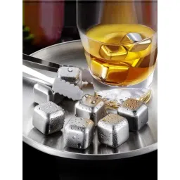 HAZEL Silver Stainless Steel Multipurpose Reusable Ice Cube - Set of 2-picture-31