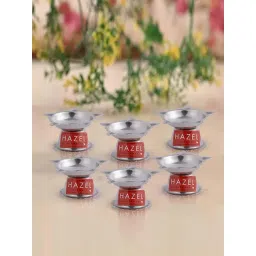 Hazel Silver Stainless Steel Panchwati Diya For Puja - Set of 6-picture-38