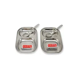 HAZEL Silver Stainless Steel Platter & Spoon - Set of 4-picture-22