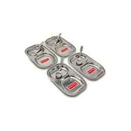 HAZEL Silver Stainless Steel Platter & Spoon - Set of 8-picture-47