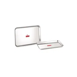 HAZEL Silver Stainless Steel Rectangular Serving Tray - Set of 2-picture-35