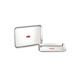 HAZEL Silver Stainless Steel Rectangular Serving Tray - Set of 2-picture-36