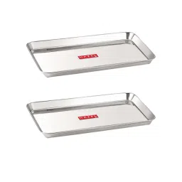 HAZEL Silver Stainless Steel Rectangular Serving Trays - Set of 2-picture-33