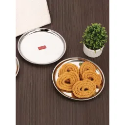 HAZEL Silver Stainless Steel Serving Plate with Glossy Finish - Set of 2-picture-40