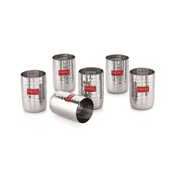 HAZEL Stainless Steel Glass for Drinking Water Unbreakable with Glossy Finish Design Set of 6 Silver - 350 ml-image-34