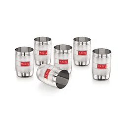 HAZEL Stainless Steel Glass for Drinking Water Unbreakable with Glossy Finish Design Set of 6 Silver - 350 ML-image-35