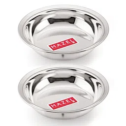 HAZEL Stainless Steel Plate Set Small Dish For Snacks Breakfast Silver - Pack of 2-picture-10