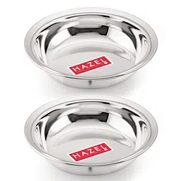 HAZEL Stainless Steel Plate Set Small Dish For Snacks Breakfast Silver - Pack of 2-picture-24