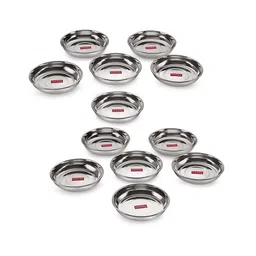 HAZEL Stainless Steel Plates Set Small Steel Plates For Snacks Breakfast Plates Silver - Pack of 12-picture-19