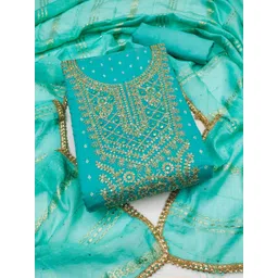 HE VAHLA Floral Embroidered Chanderi Silk Unstitched Dress Material-picture-28